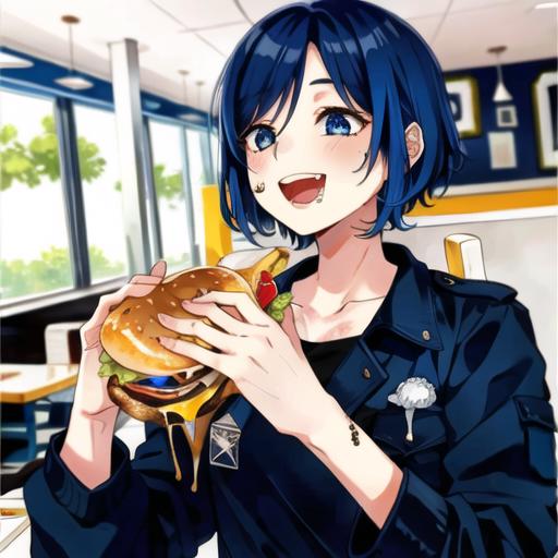 AI Art Generator: Femboy eating a burger